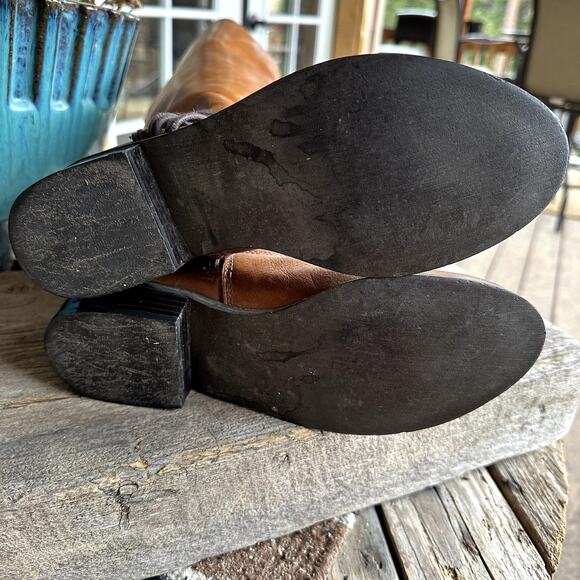 Santana Wellington Mustang Leather Mid Calf Boots Womens SZ 6 Harness Western - Picture 6 of 15